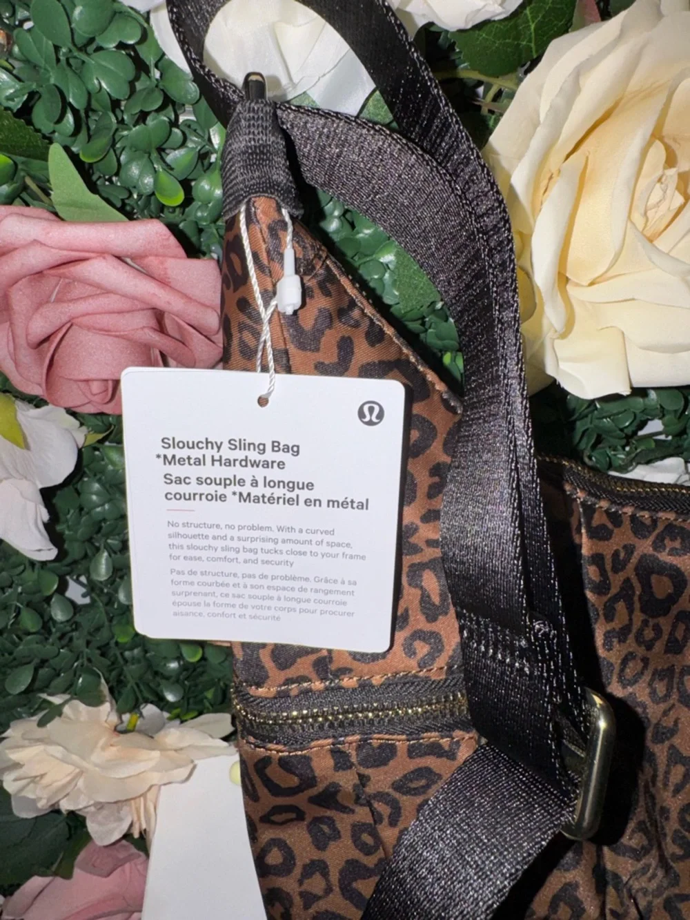 Lululemon Slouchy Sling Bag Leopard Print Gold Hardware NWT - Picture 9 of 10